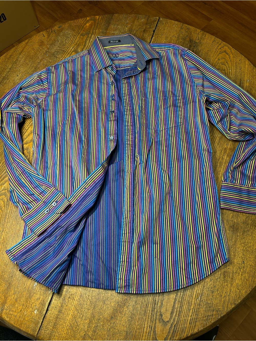 Men's Multicolor Bugatchi Stripe Dress Shirt - Classic Collared Button-Up